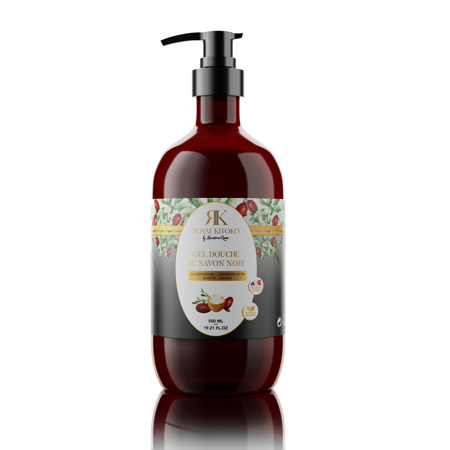 KITOKO shower gel with soap: glutathione, shea, argan and black charcoal