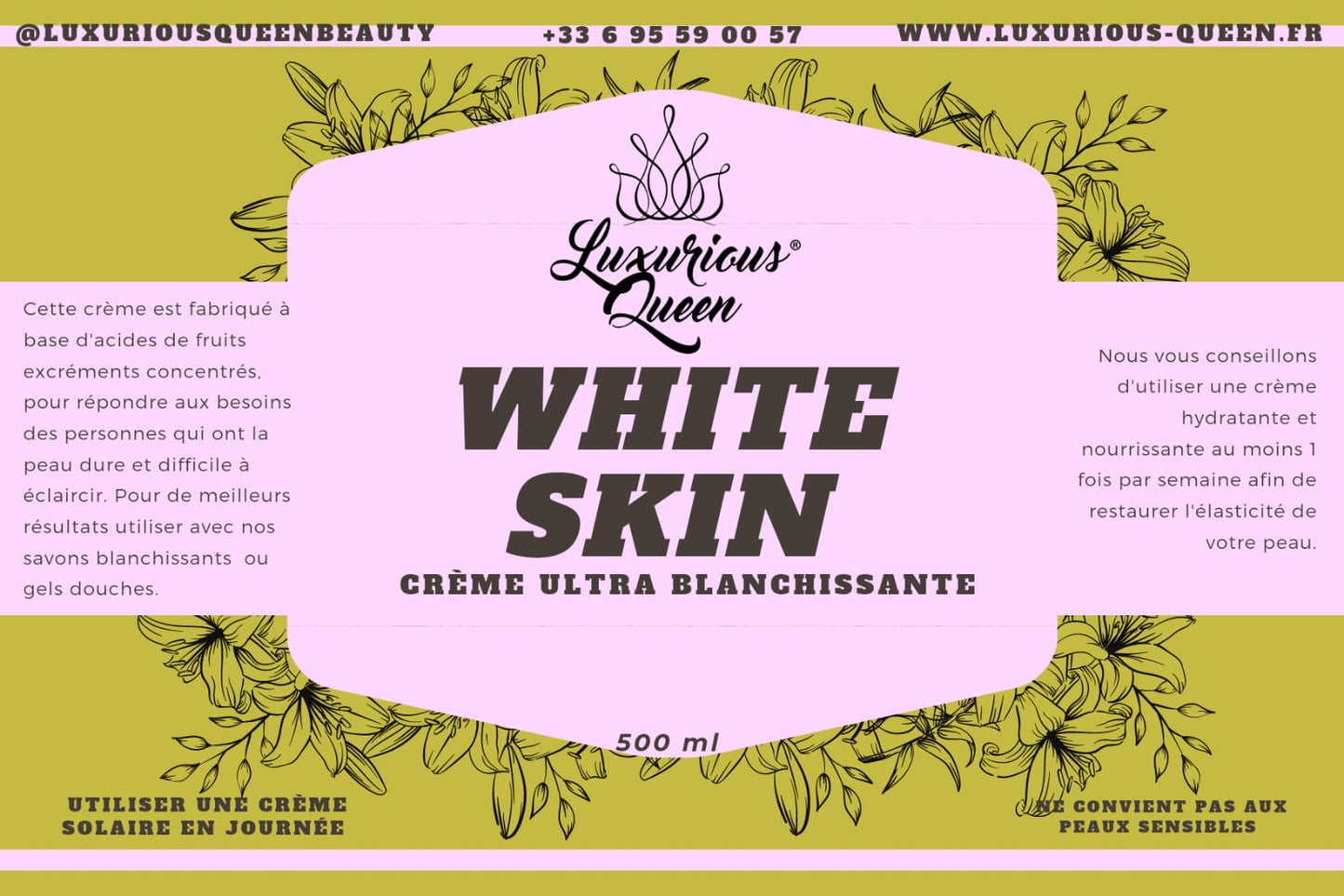 SKIN WHITE: Crème ultra blanchissante du Nigéria 500ml (kit: 2 crèmes+1 savon+gommage)