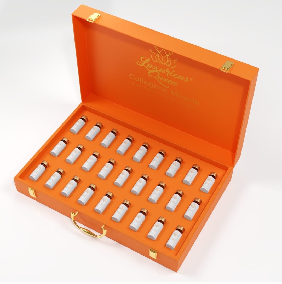 (PRÉ-COMMANDE) COLLAGÈNE MIRACLE by Luxurious Queen – Élixir Glow Intense | Peau Lisse, Éclat & Fermeté Visuelle | 30 Ampoules Premium