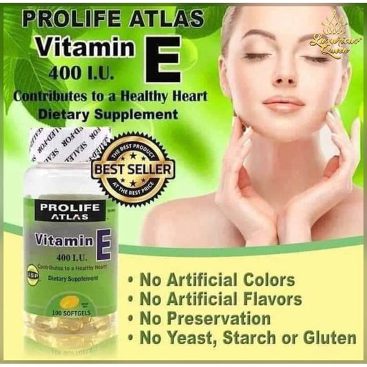 PROLIFE ATLAS: Vitamin E 100 capsules (anti-aging, repairs, hydrates, reduces stretch marks)